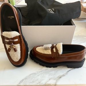 Celine Margaret shearling loafer, never worn, with box